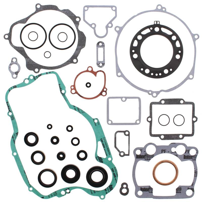 Vertex Pistons 811478 - Vertex Gaskets 93-96 Kawasaki KX250 Complete Gasket Kit w/ Oil Seals