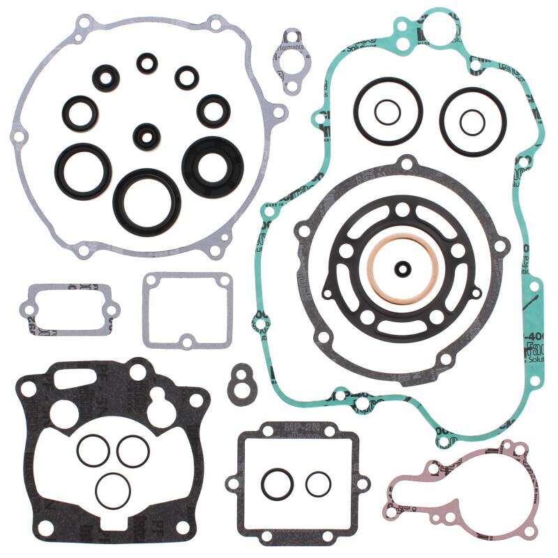 Vertex Pistons 811425 - Vertex Gaskets 95-97 Kawasaki KX125 Complete Gasket Kit w/ Oil Seals