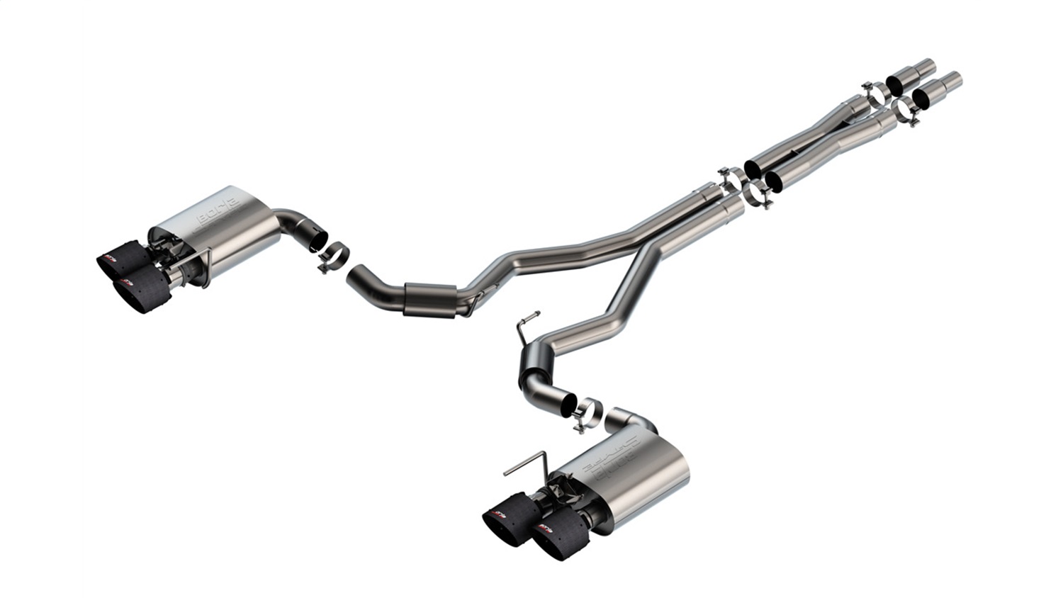 Borla 140964CFBA - 2024 Ford Mustang Dark Horse 5.0L V8 w/Active Exhaust S-Type Cat-Back Exhaust System - CF Tips