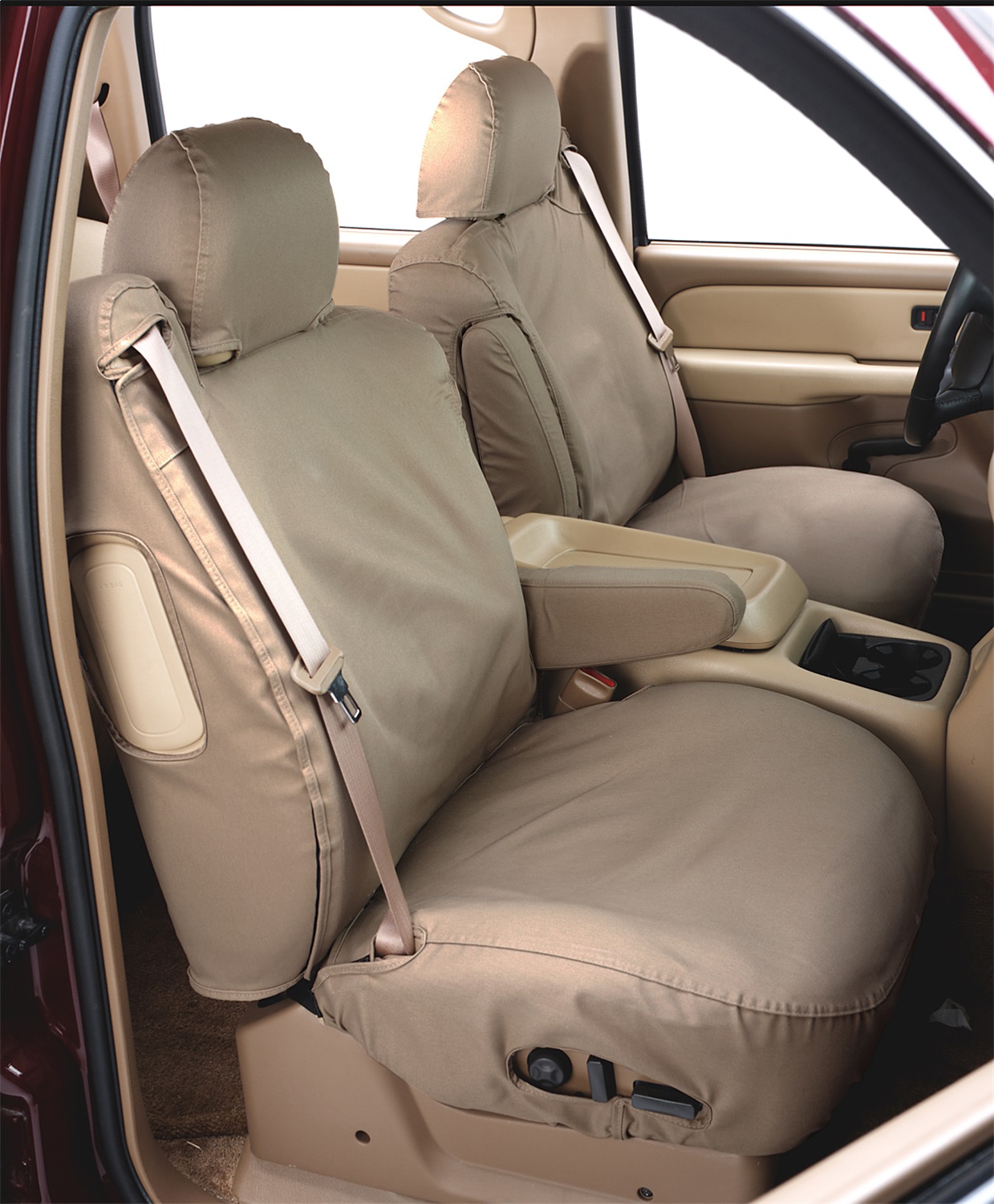 Covercraft SS2444PCTP - 11-15 Ford Explorer Polycotton SeatSaver Custom Front Row Seat Covers - Taupe