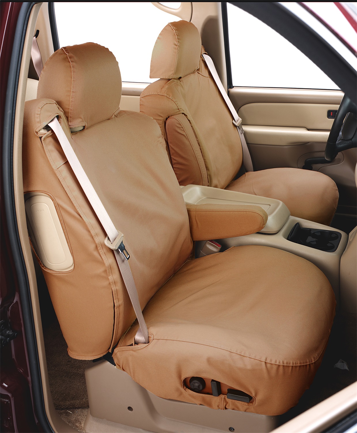 Covercraft SS7523PCTN - 20-24 Toyota Highlander Polycotton SeatSaver Custom Second Row Seat Covers - Tan