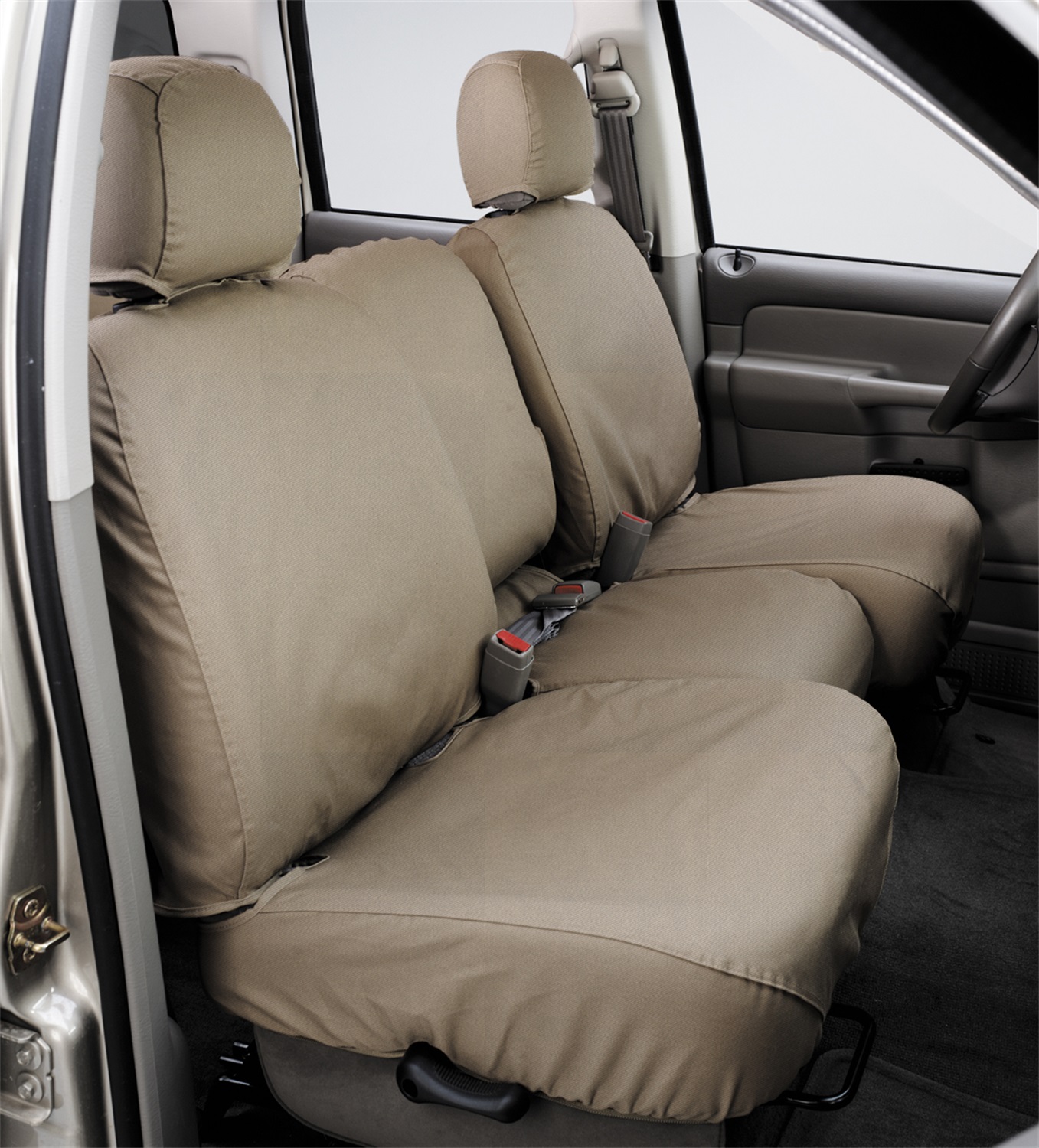 Covercraft SS8357PCTP - 04-10 Ford Superduty Polycotton SeatSaver Custom Second Row Seat Covers - Taupe