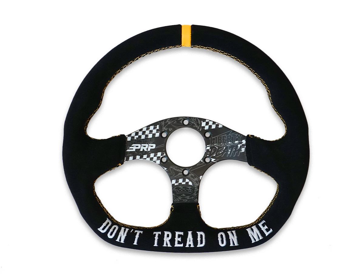 PRP Seats G248-TR - Don't Tread on Me Comp-R Suede Steering Wheel 13 Inch Diameter D-Shaped