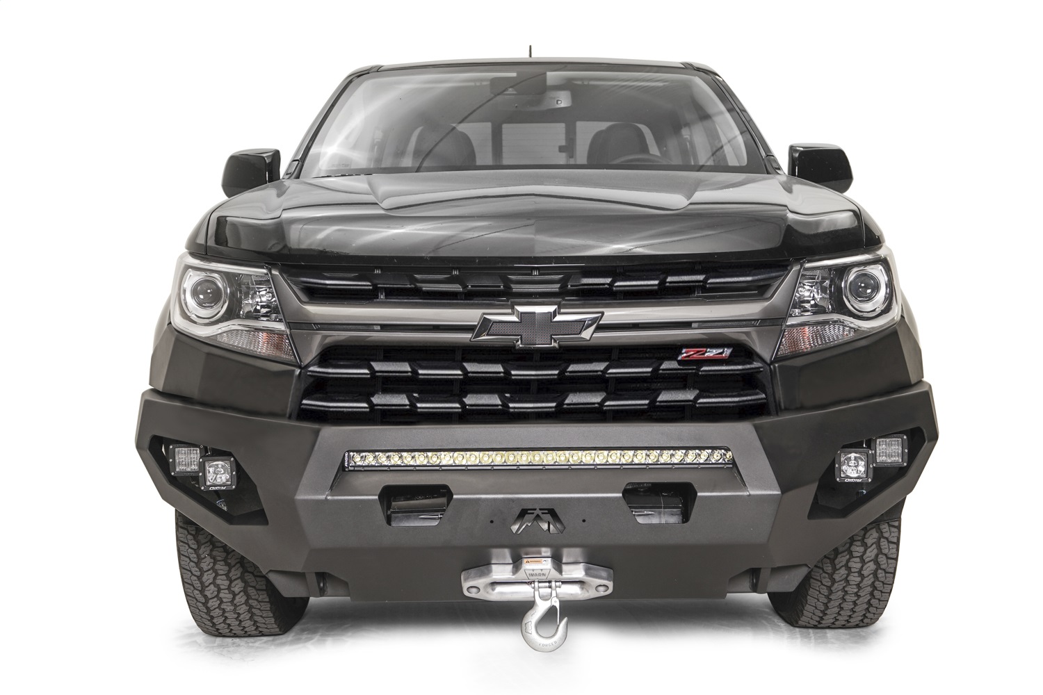 Fab Fours CC21-X5151-1 - Matrix Front Bumper; No Guard; Black Powder Coat; 131 lbs. Weight; 15 in. Height; 74 in. Width; 25.5 in. Depth;