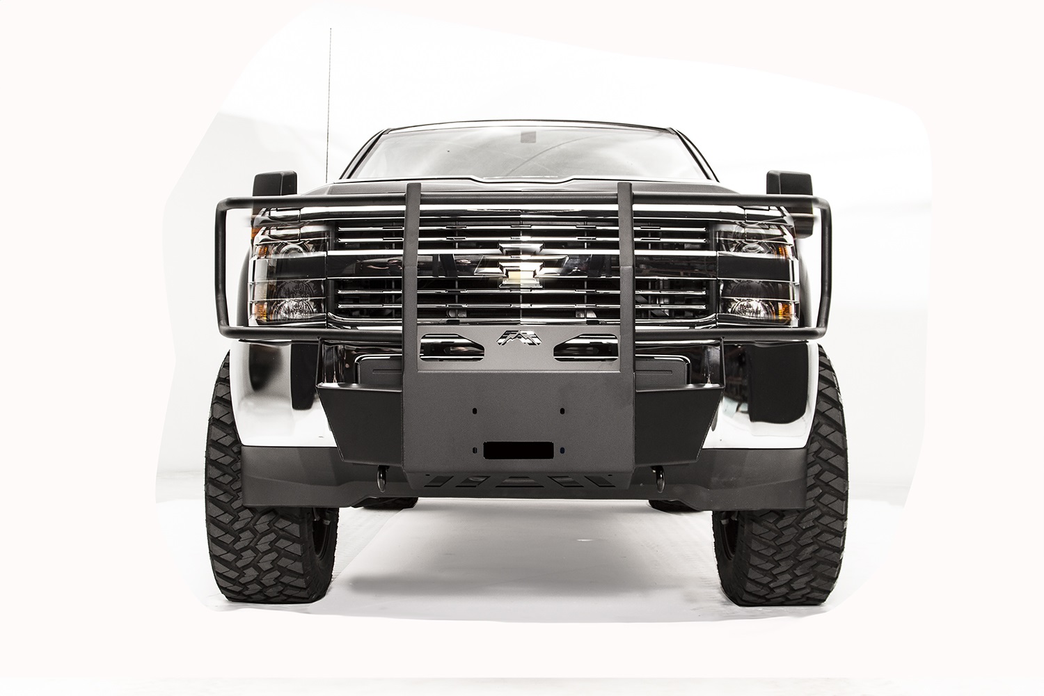 Fab Fours GM15-N3070-1 - Winch Mount; 2 Stage Black Powder Coated; w/Full Grill Guard; Fab Fours GM15-N3070-1 - Winch Mount; 2 Stage Black Powder Coated; w/Full Grill Guard;