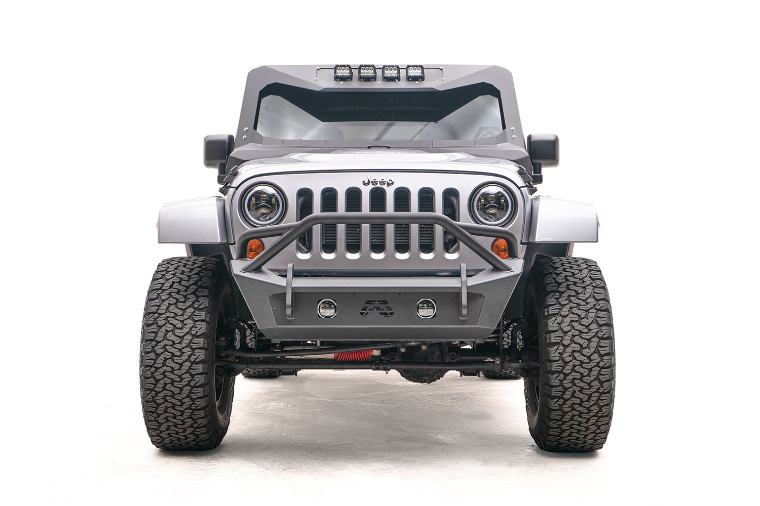 Fab Fours JK07-B1952-B - Stubby Bumper; w/Pre-Runner Guard; Bare Steel; Fab Fours JK07-B1952-B - Stubby Bumper; w/Pre-Runner Guard; Bare Steel;