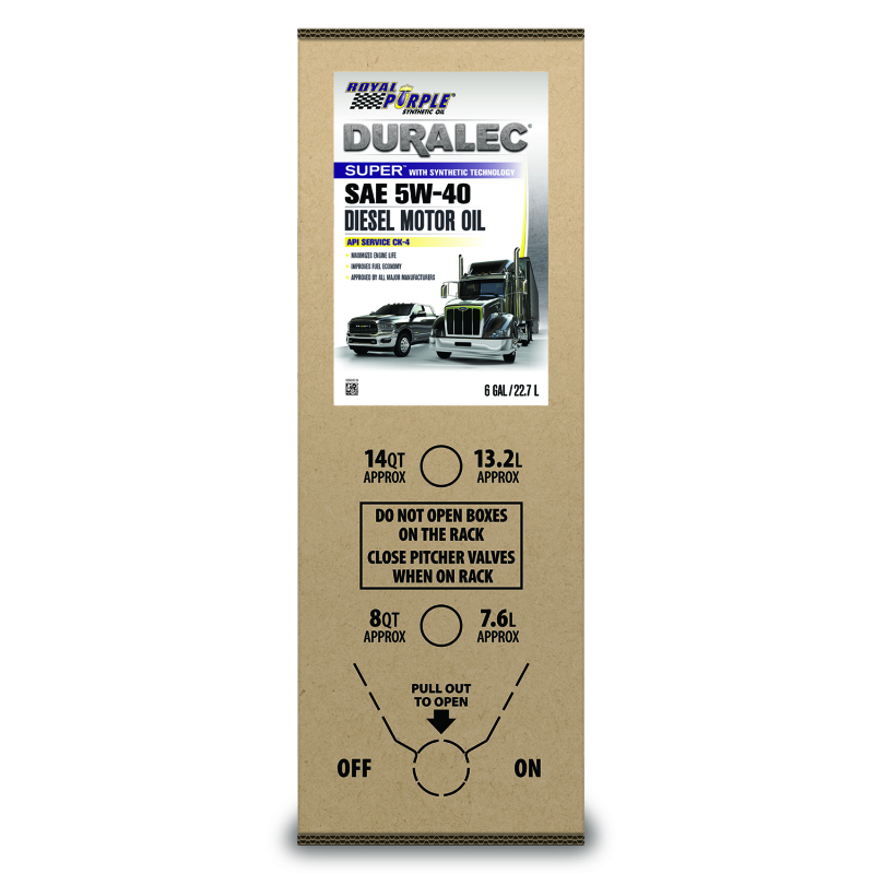 Royal Purple 86540 - Duralec Super Diesel 5W-40 CK-4 Motor Oil - 6 Gallon Bag-In-Box Royal Purple 86540 - Duralec Super Diesel 5W-40 CK-4 Motor Oil - 6 Gallon Bag-In-Box