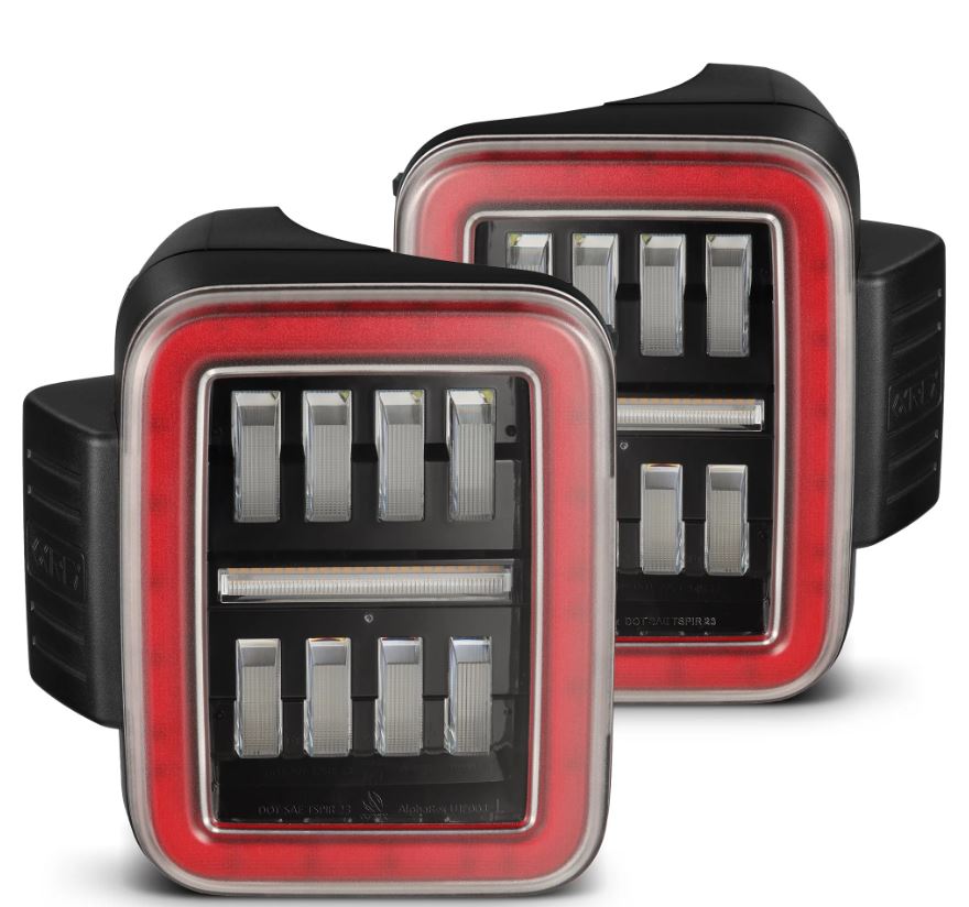 AlphaRex 602070 - 19-24 Jeep Gladiator JT Nova-Series Prismatic LED Tail Lights - Black-Red