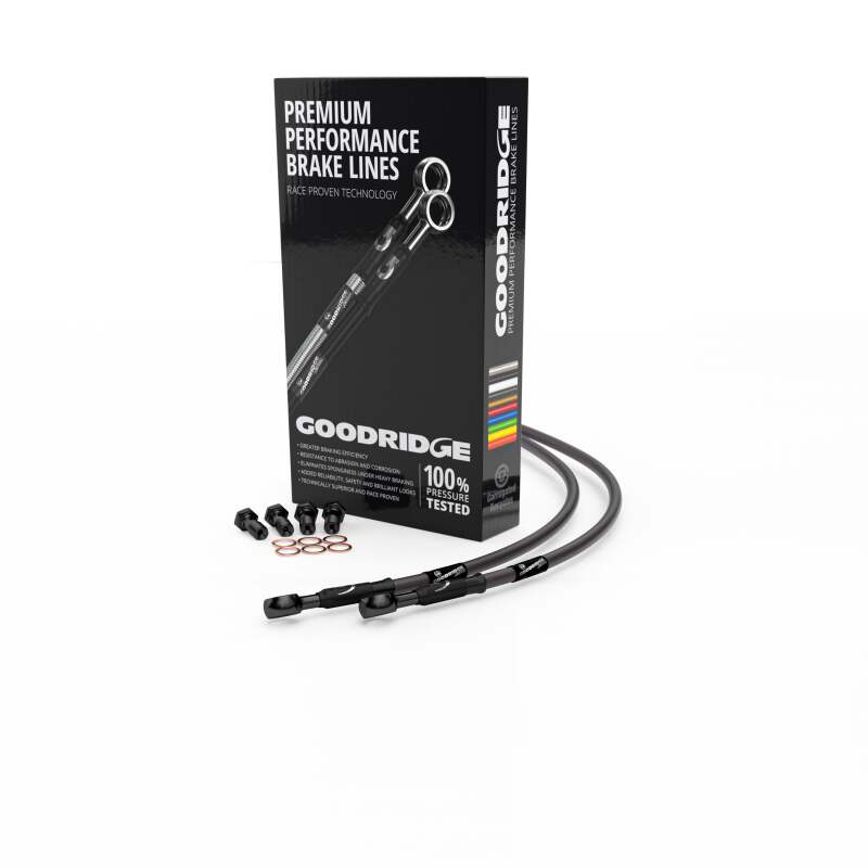 Goodridge SU1401-1RCBK-CB - 01-09 Suzuki GSX1400K1-K9 Carbon Rear SS Brake Lines w/Black Fittings
