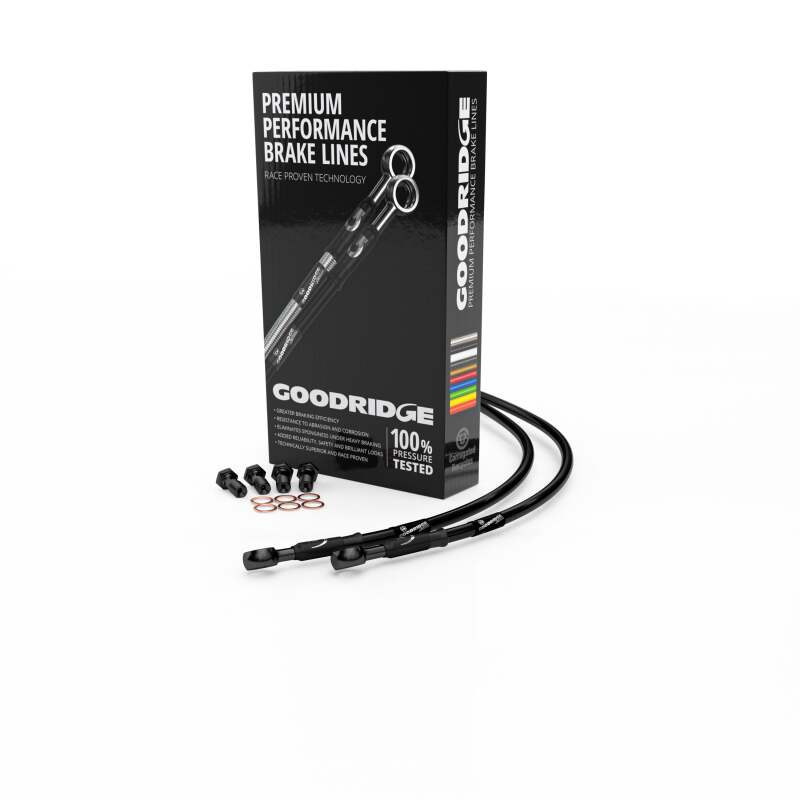 Goodridge YA1601-1RCBK-BK - 04-09 Yamaha MT-01 Black Rear SS Brake Lines w/Black Fittings