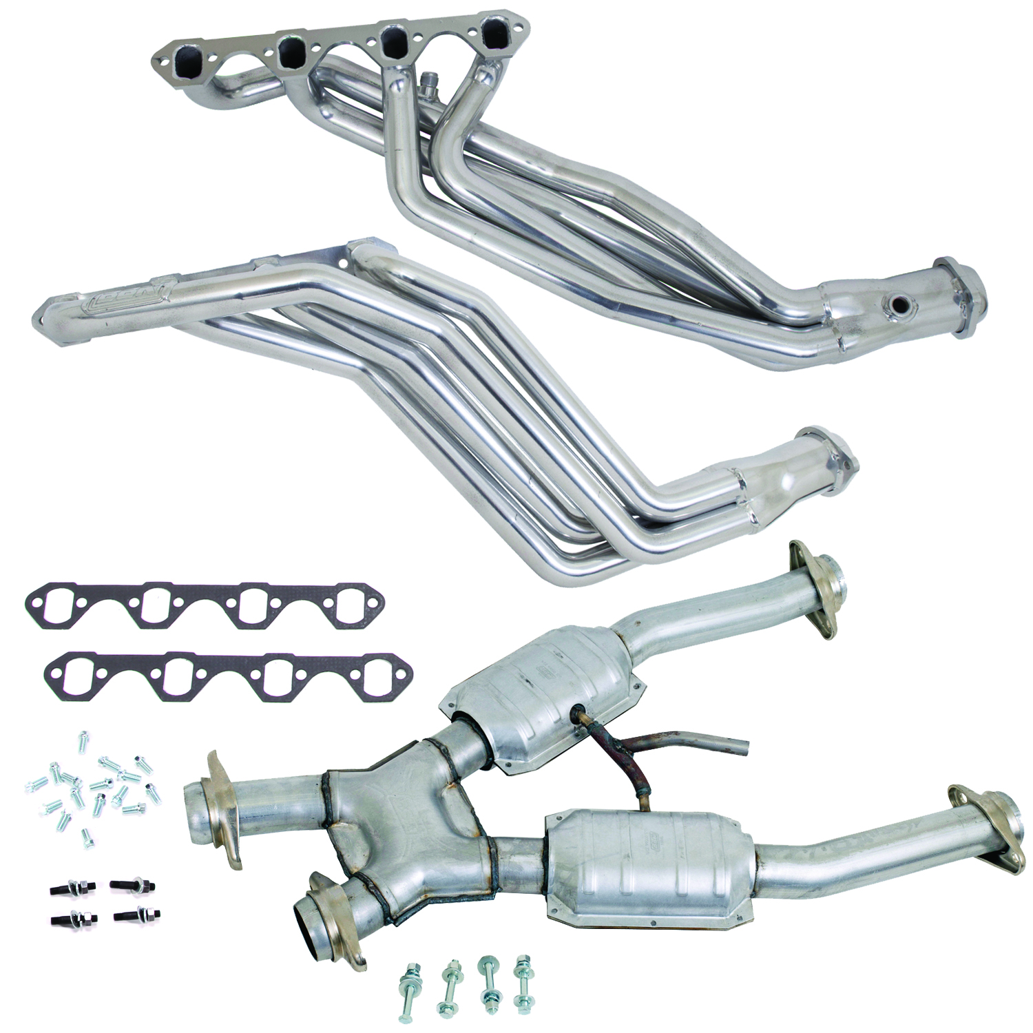 BBK 15193 - 94-95 Ford Mustang 5.0L 1-5/8 Long Tube Headers w/High Flow Catted X-Pipe (Silver Ceramic)