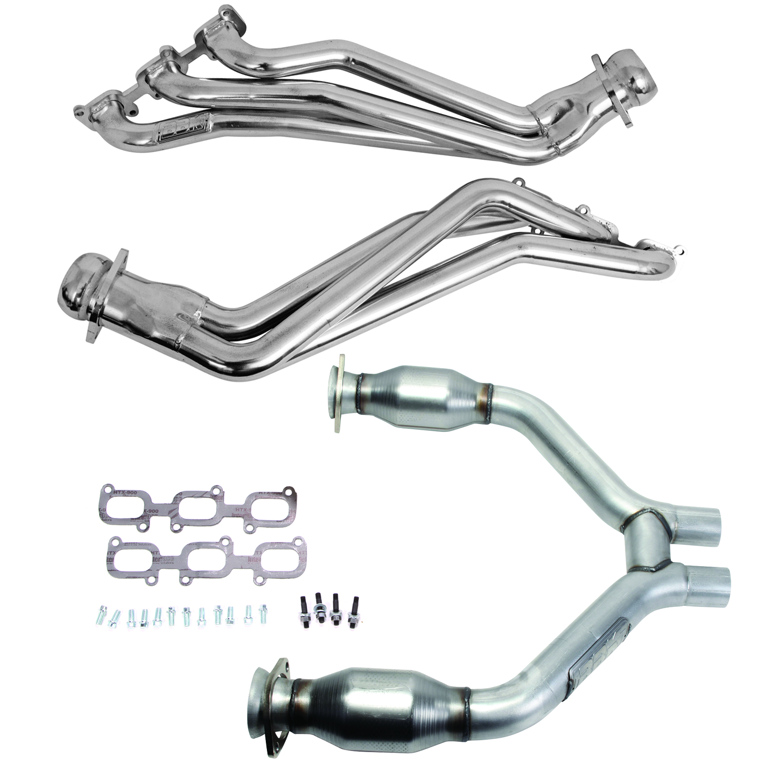BBK 16424 - 15-17 Ford Mustang V6 1-3/4 Long Tube Headers w/High Flow Catted H Pipe (Silver Ceramic)