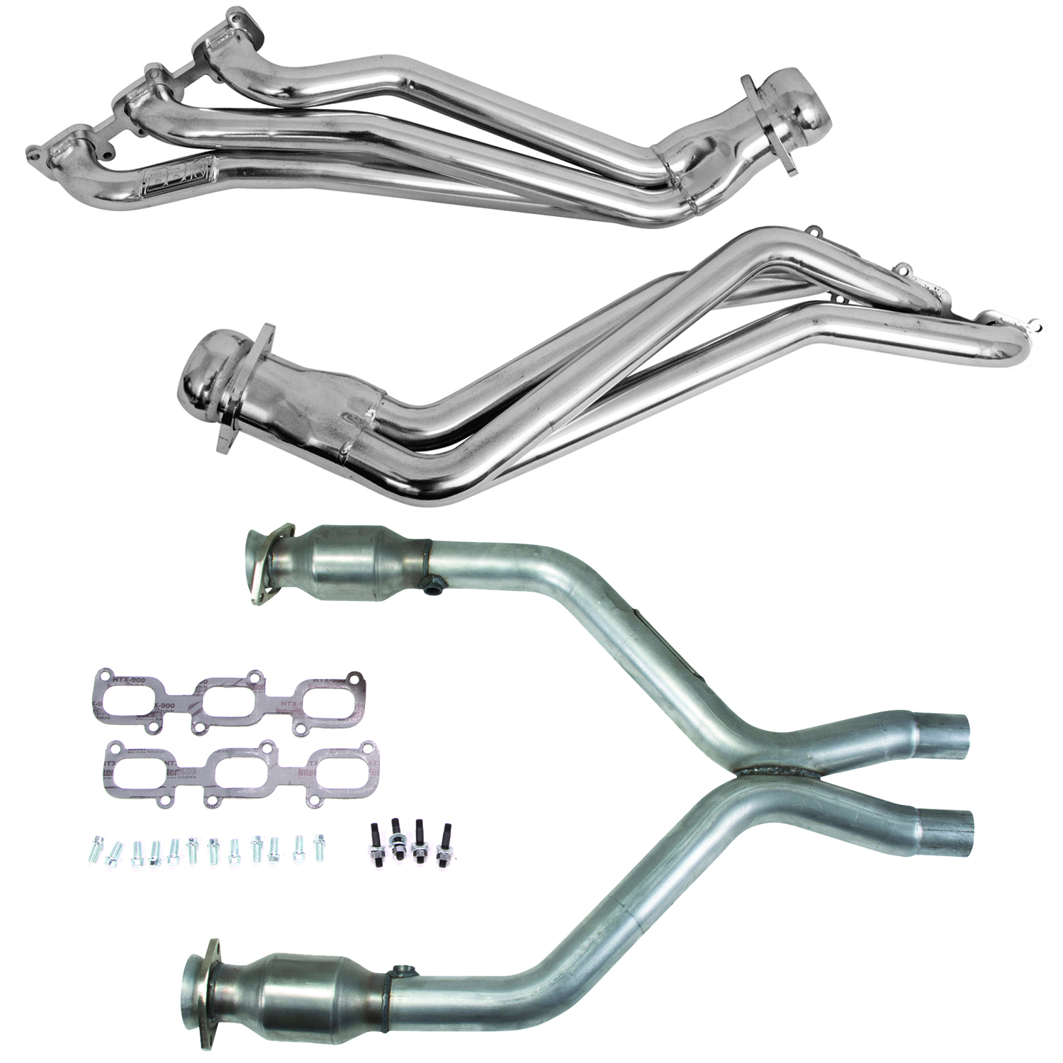 BBK 16422 - 11-14 Ford Mustang V6 1-3/4 Long Tube Headers w/High Flow Catted X-Pipe (Silver Ceramic)