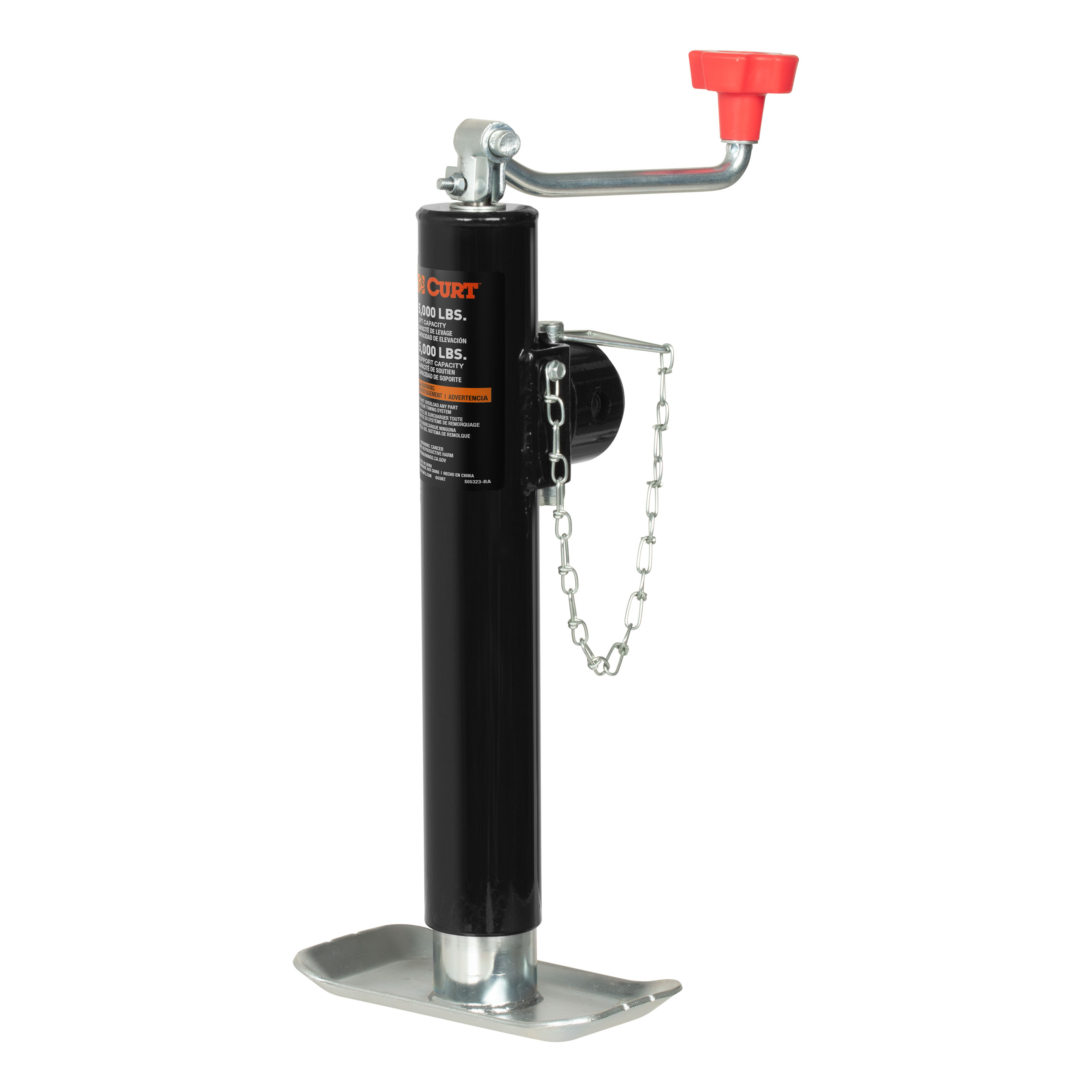 CURT 25006 - Pipe-Mount Swivel Trailer Jack with Top Handle (5,000 lbs, 10" Travel)