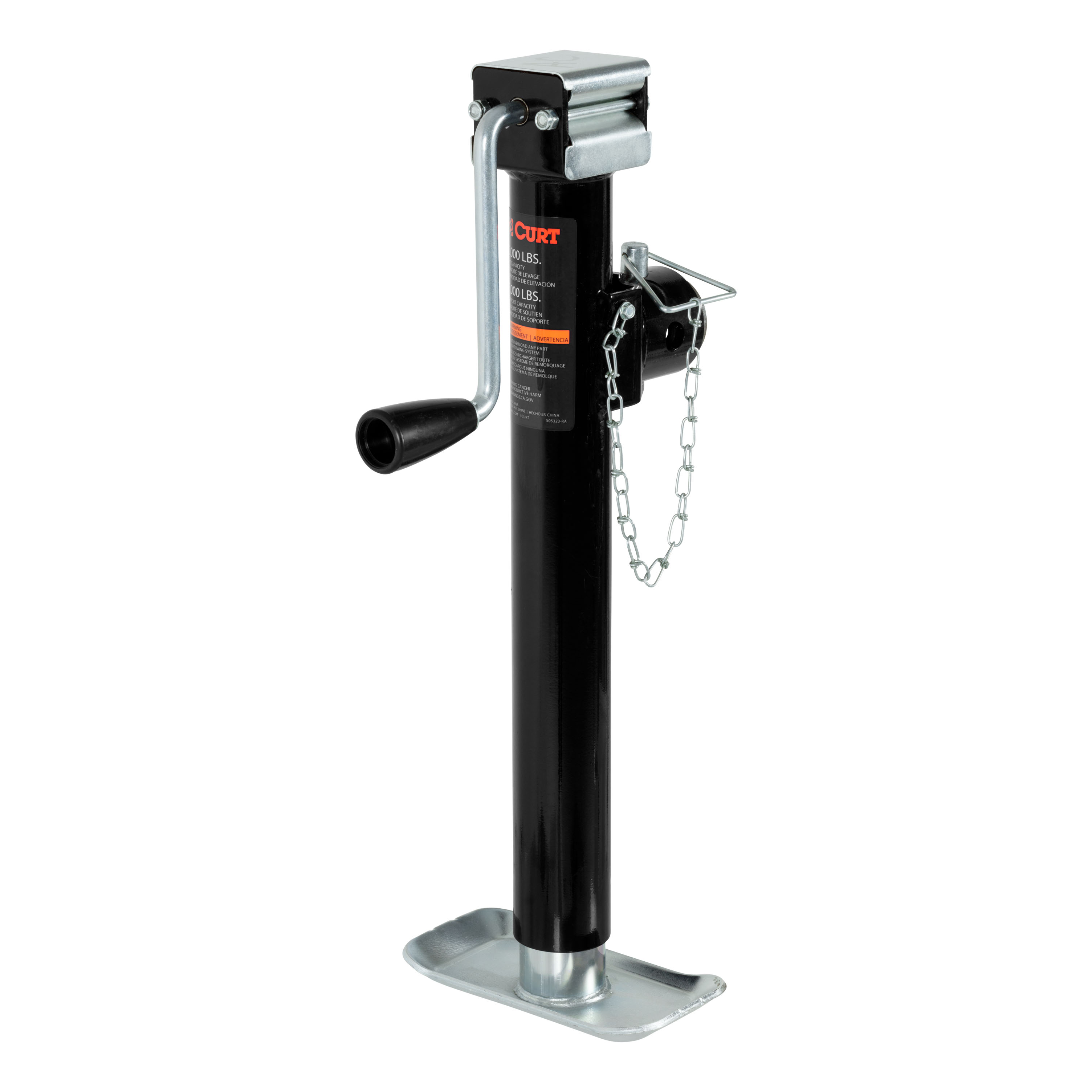 CURT 25005 - Pipe-Mount Swivel Trailer Jack with Side Handle (5,000 lbs, 15" Travel)