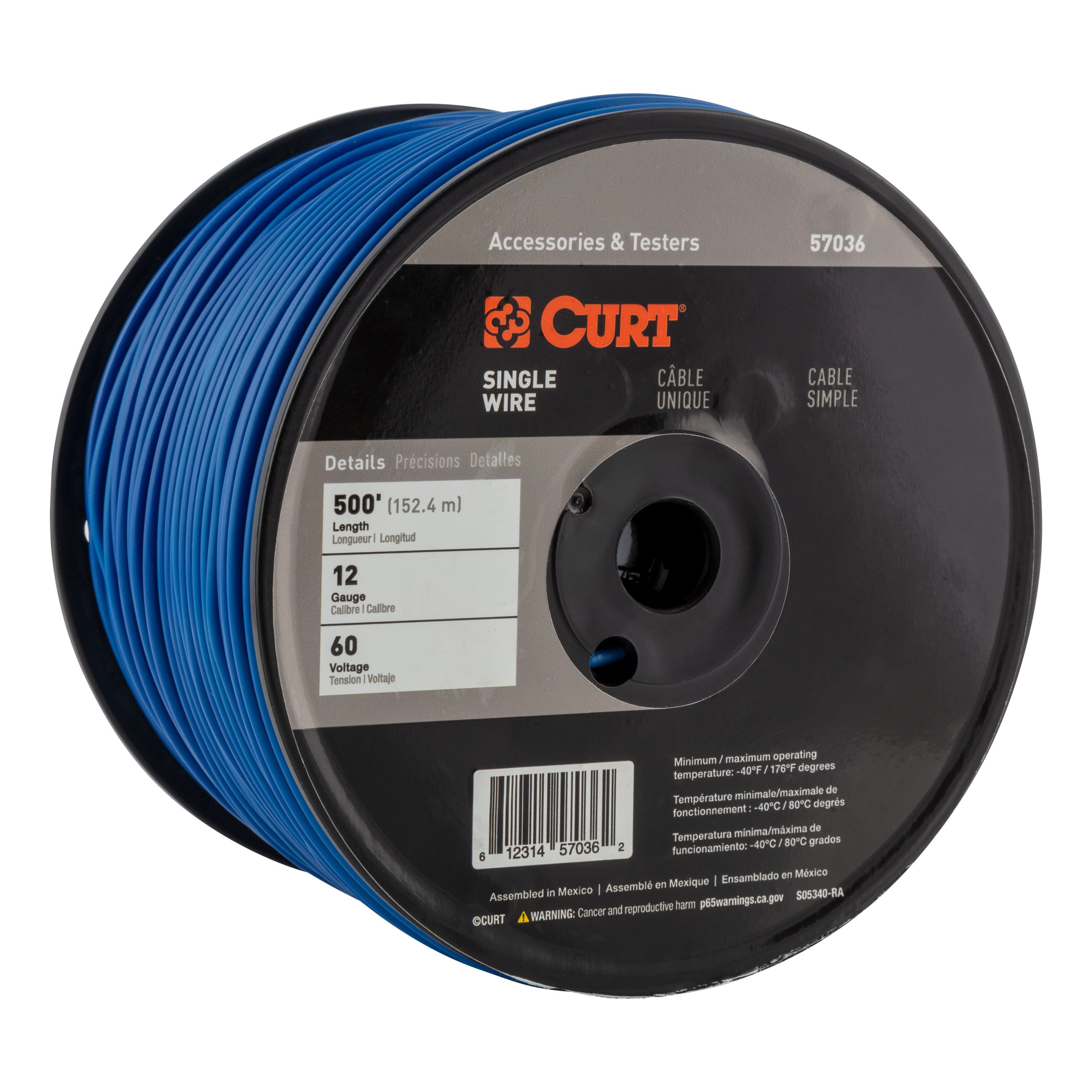 CURT 57036 - Automotive Primary Wire, Blue 500' Spool