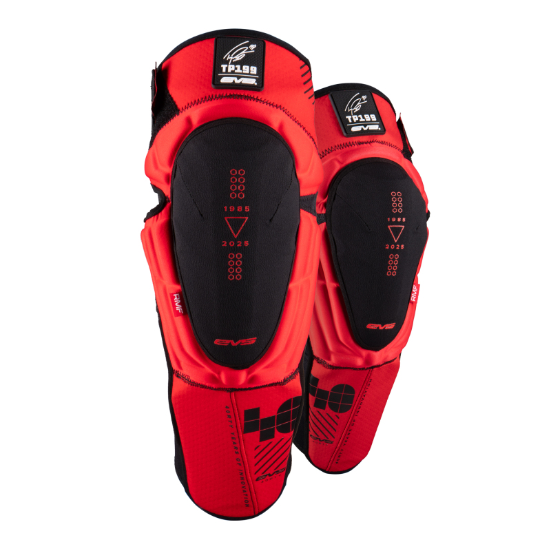 EVS TP199K-BK40-XXL - TP 199 Travis Pastrana Knee & Shin Guard 40th Anniversary Limited Edition Red - 2XL