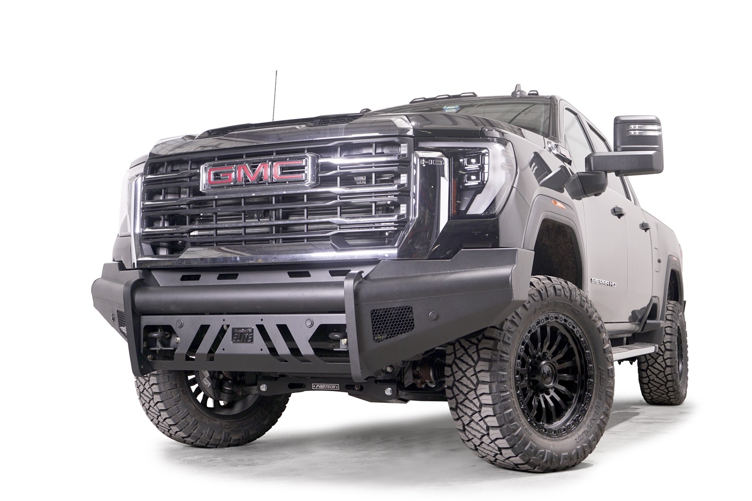 Fab Fours GM24-Q6261-1 - Elite Front Bumper; w/ No Guard; Black Steel; w/ Sensor; Incl. Tow Hooks; Fab Fours GM24-Q6261-1 - Elite Front Bumper; w/ No Guard; Black Steel; w/ Sensor; Incl. Tow Hooks;
