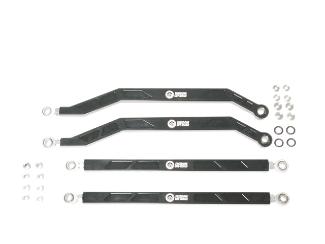 Freedom Offroad FOP-P704RL-ADJ-BK - High Clearance Heavy Duty Radius Rod Set (4) - Black 17-24 Polaris RZR Freedom Off-Road