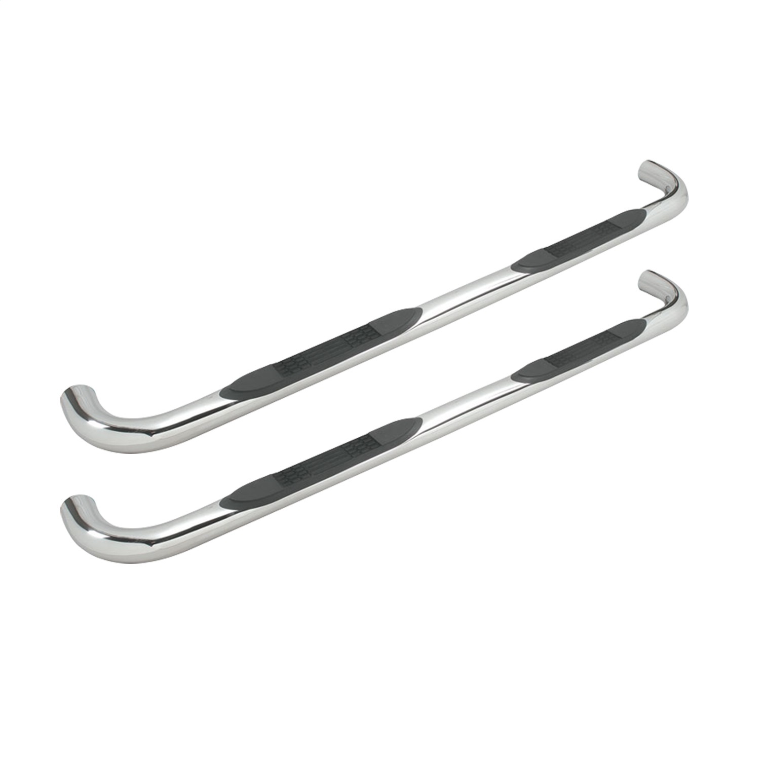 Iconic Accessories 113-0553 - 3 Round Steel Side-Step Nerf Bars (90deg. Bend; Polished)