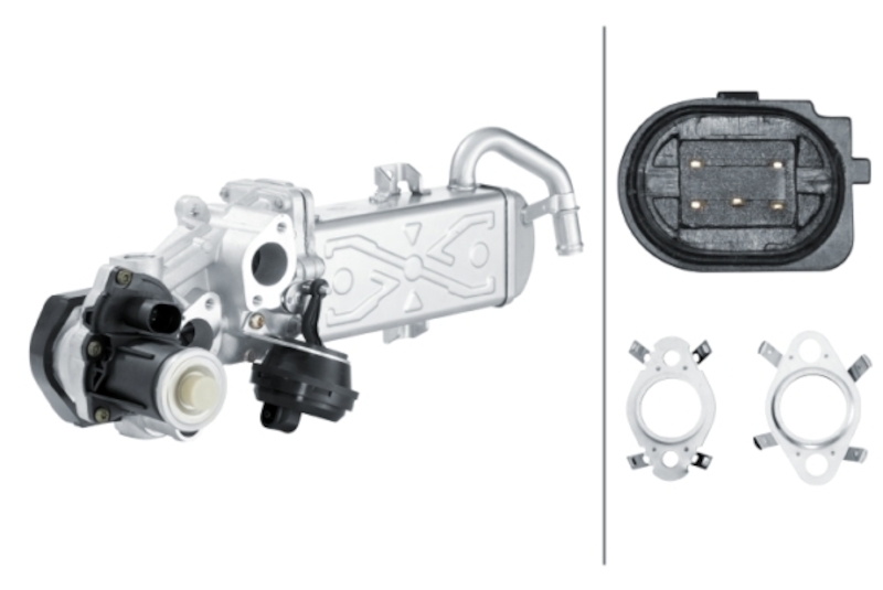 Hella 358167001 - EGR Module - Electric - 5-pin connector - with gaskets/seals/with EGR cooler - with EGR valve Hella 358167001 - EGR Module - Electric - 5-pin connector - with gaskets/seals/with EGR cooler - with EGR valve