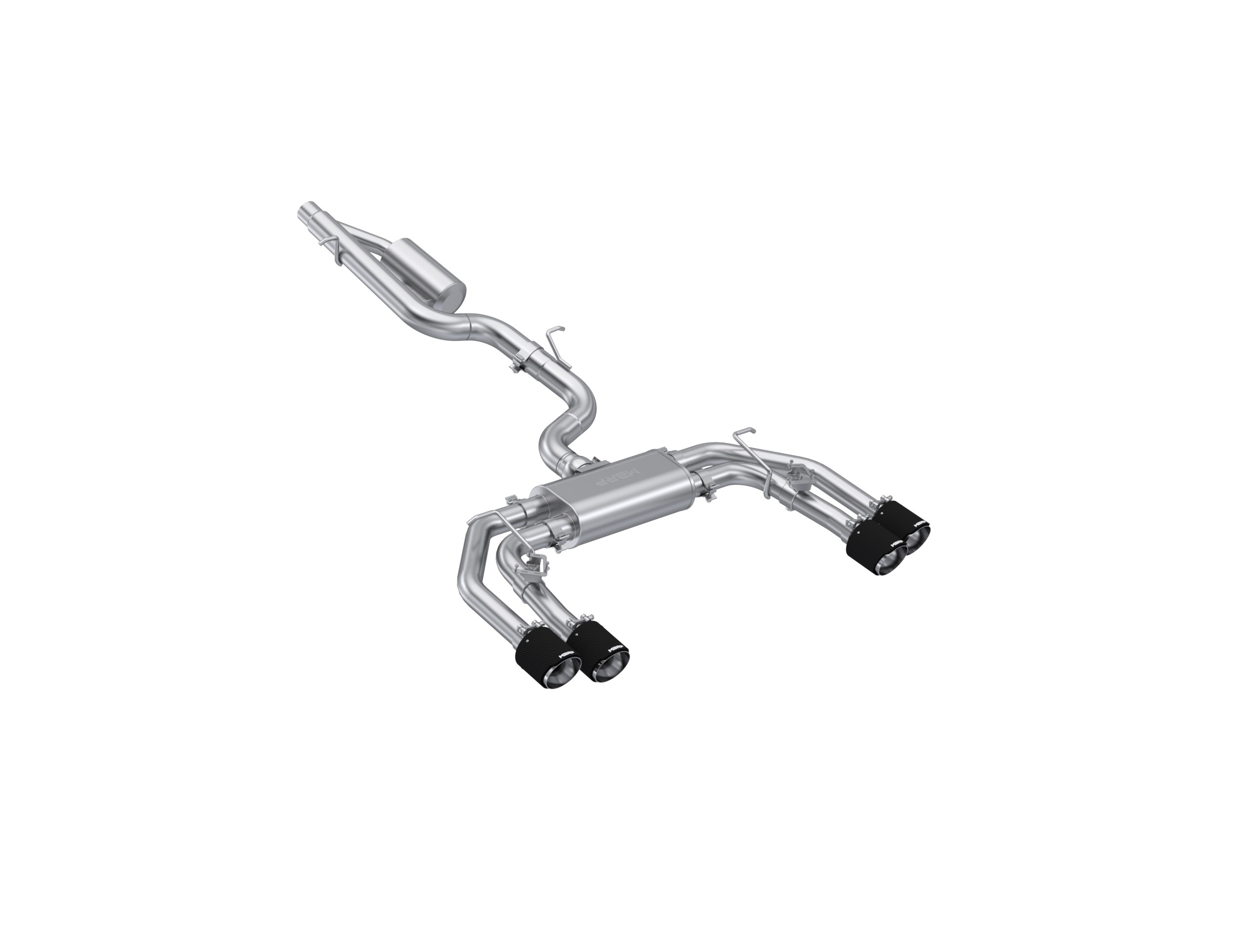 MBRP S46193CF - 2022-Up Audi S3 2.0L Armor Pro 3 Inch Cat-Back 2.5 Inch Quad Rear Exit Active Exhaust System with Carbon Fiber Tips
