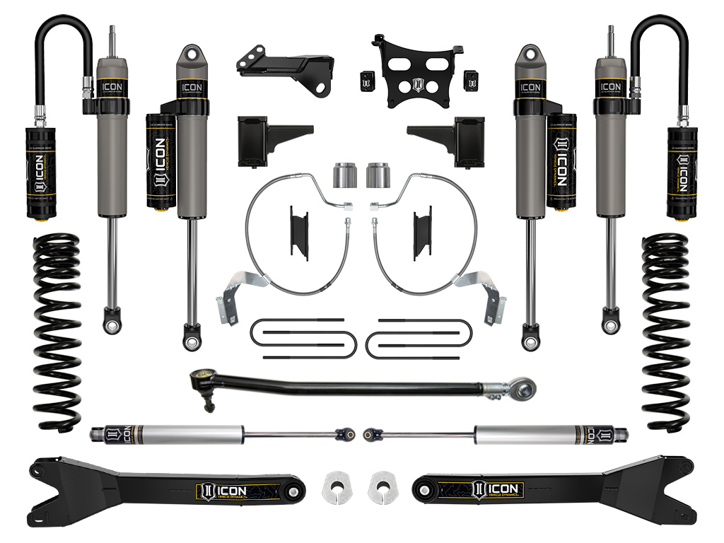 Icon K64544R - 2023 Ford F-250/F-350 Super Duty 4WD Diesel, 4.5" Lift, Stage 4 Suspension System w/ Radius Arms