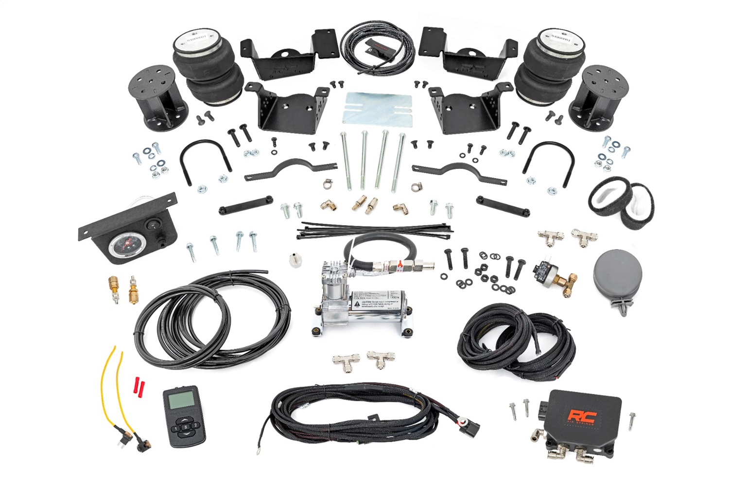 Rough Country 100345WC - Air Spring Kit w/compressor - Wireless Controller - 3-5 Inch Lift Kit - Chevy/GMC 2500HD/3500HD (20