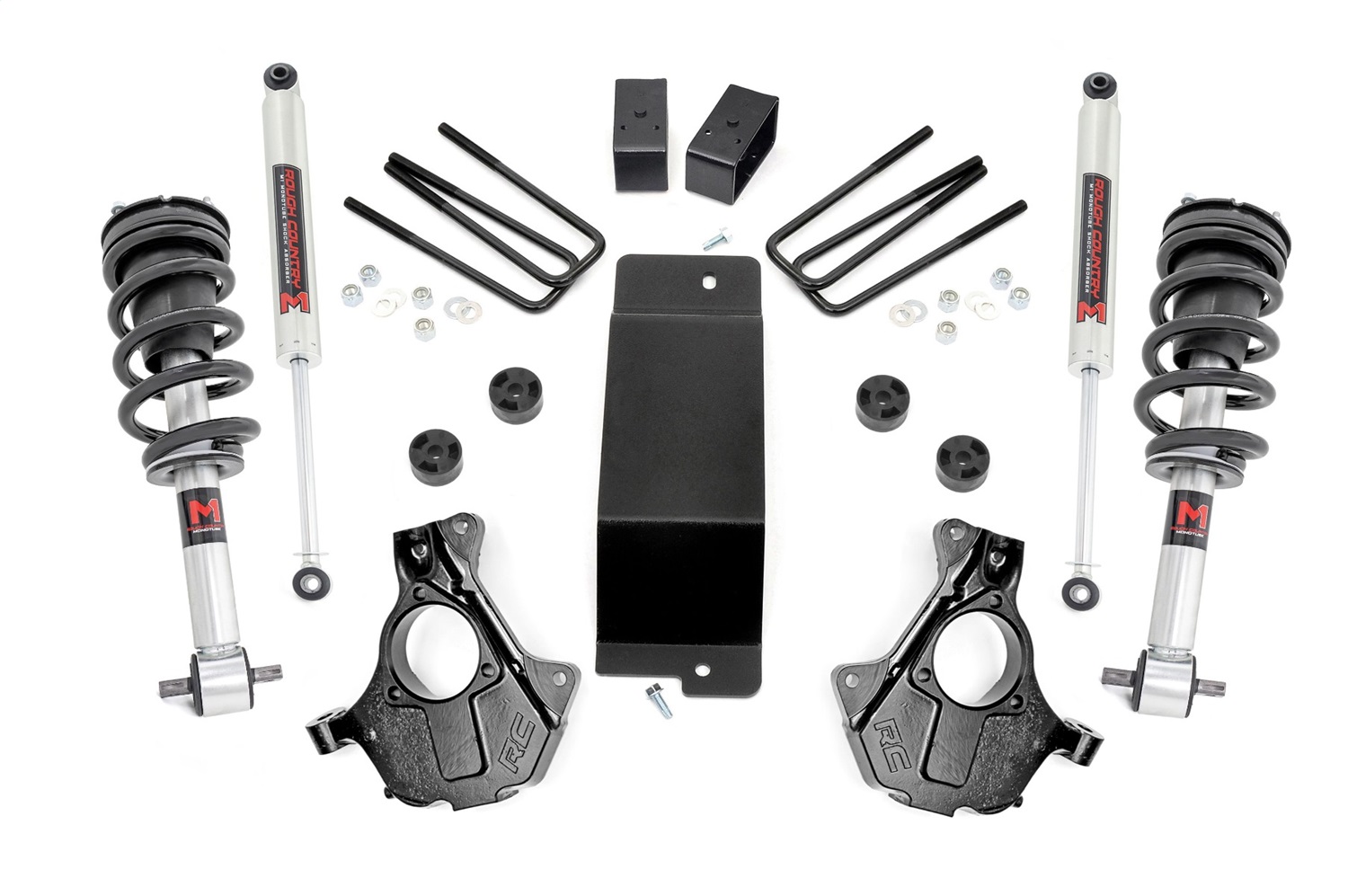 Rough Country 12140 - 3.5 Inch Lift Kit - Alu/Stamp Steel LCA - M1 Strut - Chevy/GMC 1500 (14-18 & Classic)