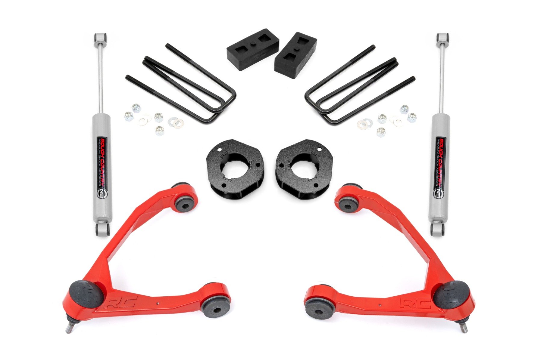 Rough Country 19831RED - 3.5 inch Lift Kit - Forged UCA - Cast Steel - Chevy/GMC 1500 (07-16)