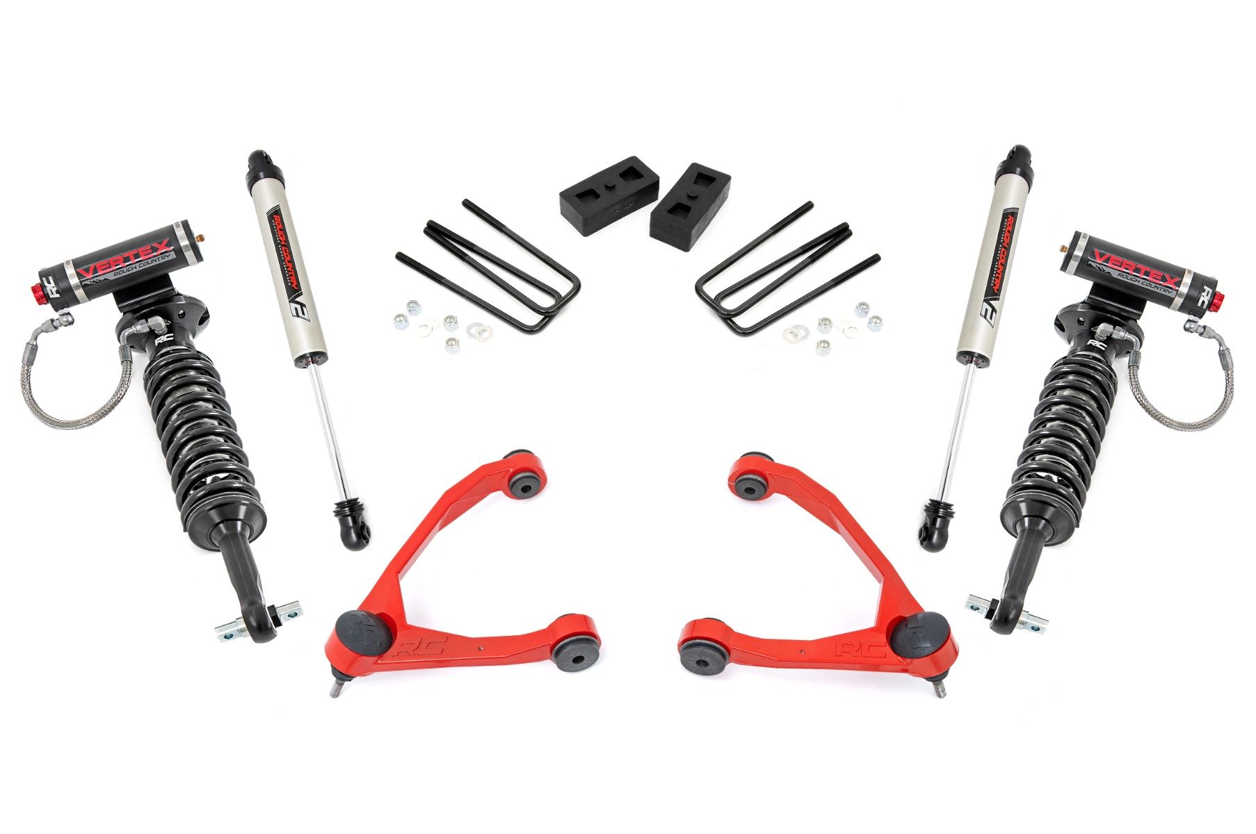 Rough Country 19857RED - 3.5 inch Lift Kit - Forged UCA - Cast Steel - Vertex/V2 - Chevy/GMC 1500 (07-13)