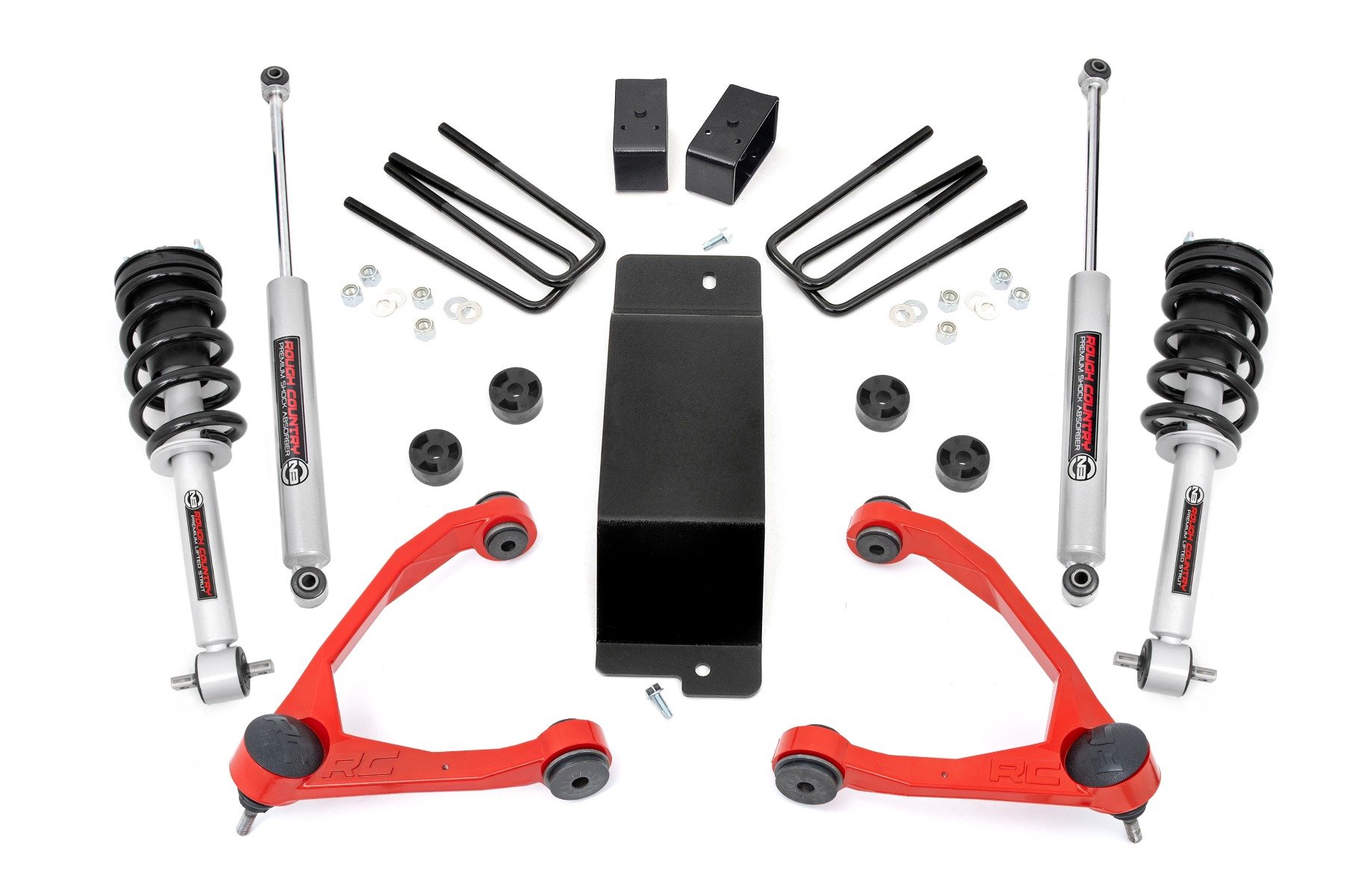 Rough Country 27731RED - 3.5 Inch Lift Kit - UCA - N3 Struts - Chevy/GMC 1500 (07-13)