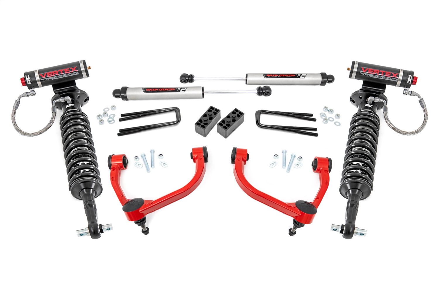 Rough Country 54557RED - 3 Inch Lift Kit - UCAs - Vertex/V2 - Ford F-150 4WD (2014-2020)