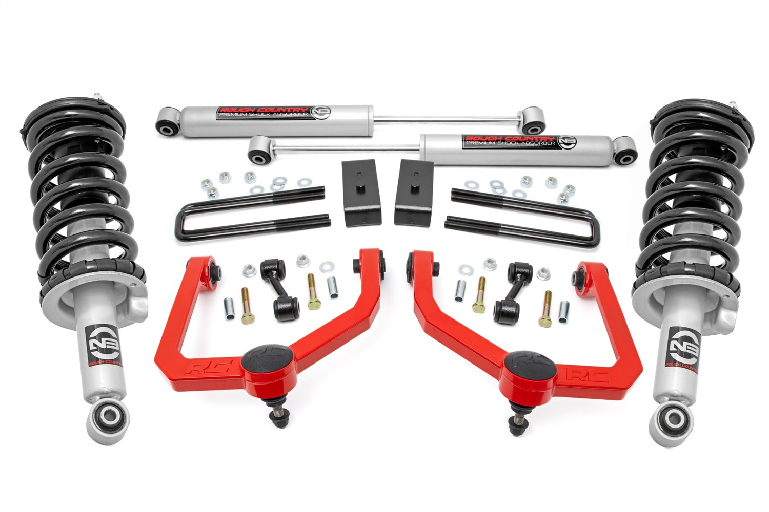 Rough Country 83432RED - 3 Inch Lift Kit - N3 Struts & Shocks - Nissan Titan 2WD/4WD (2004-2024)