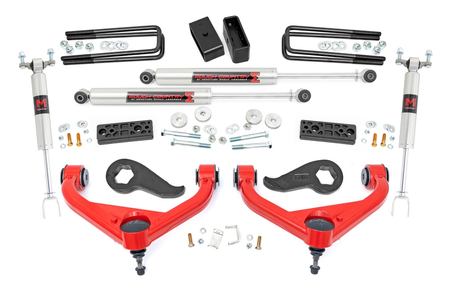 Rough Country 95640RED - 3 Inch Lift Kit - UCAs - M1 - Chevy/GMC Sierra 3500 HD/Silverado 3500 HD (20-24)