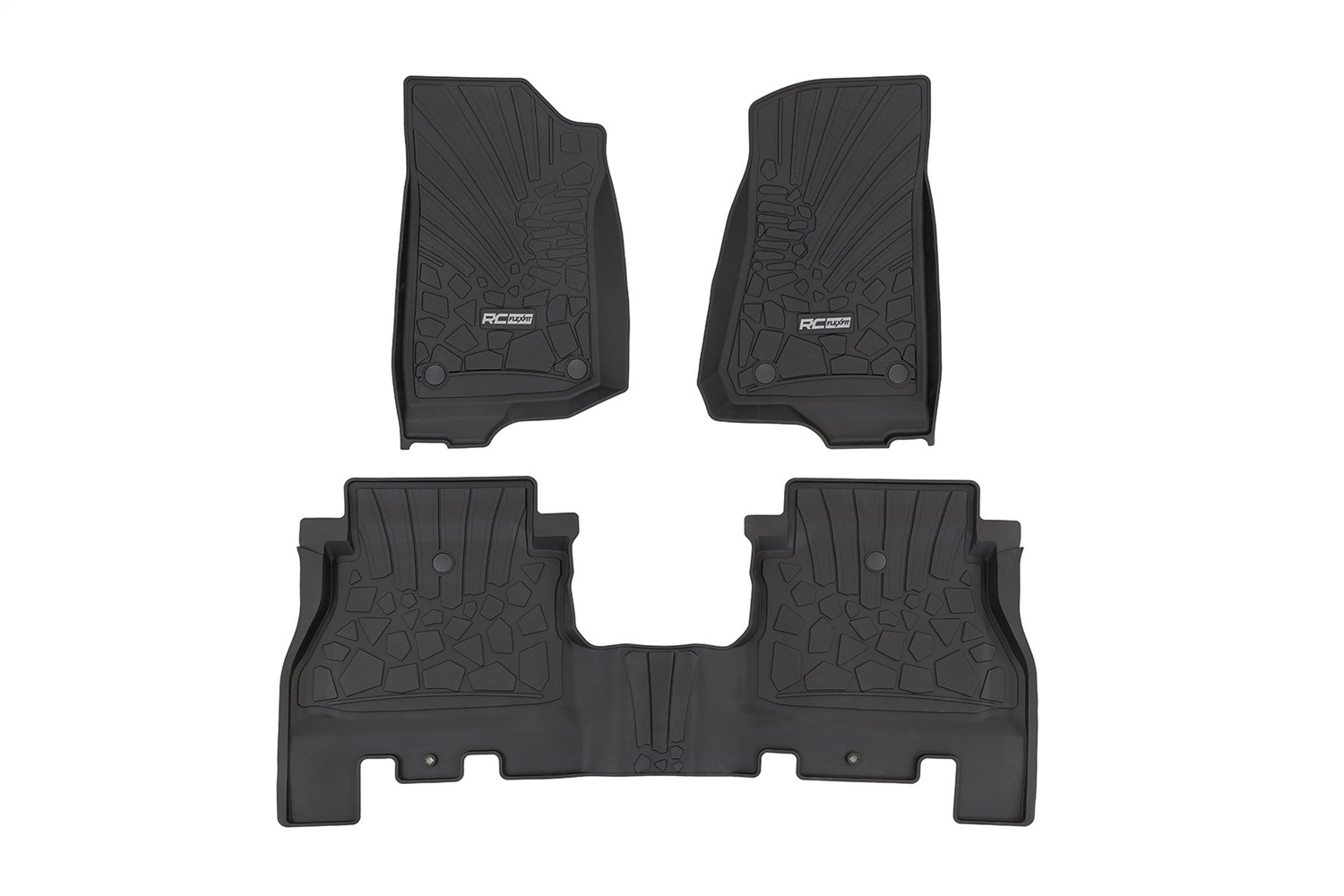 Rough Country FF-60112 - Flex-Fit Floor Mats - FR & RR - 4 Door - Jeep Wrangler Unlimited 4WD (2018-2024)