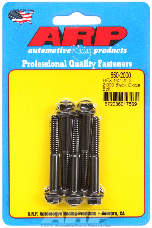 ARP 650-2000 - 1/4 in.-20 RH Thread, 2.000 in Hex Head Custom 450 Bolts - Set of 5