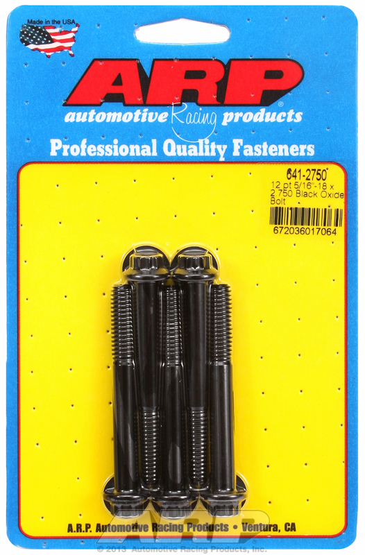 ARP 641-2750 - 5/16 in.-18 RH Thread, 2.750 in 12 Point Custom 450 Bolts- Set of 5