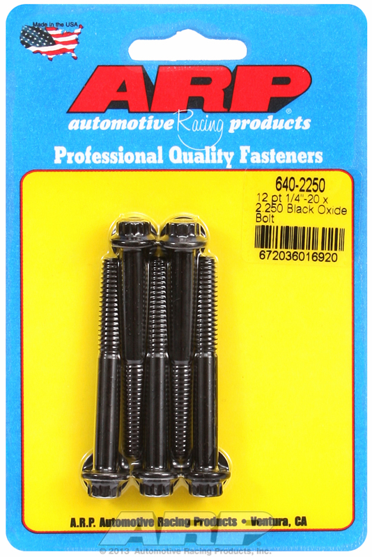 ARP 640-2250 - 1/4 in.-20 RH Thread, 2.250 in 12 Point Custom 450 Bolts - Set of 5 ARP 640-2250 - 1/4 in.-20 RH Thread, 2.250 in 12 Point Custom 450 Bolts - Set of 5