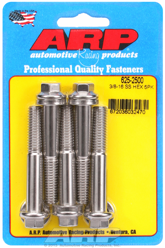 ARP 625-2500 - 3/8 in.-16 RH Thread, 2.500 in Hex Head Bolts - Set of 5 ARP 625-2500 - 3/8 in.-16 RH Thread, 2.500 in Hex Head Bolts - Set of 5
