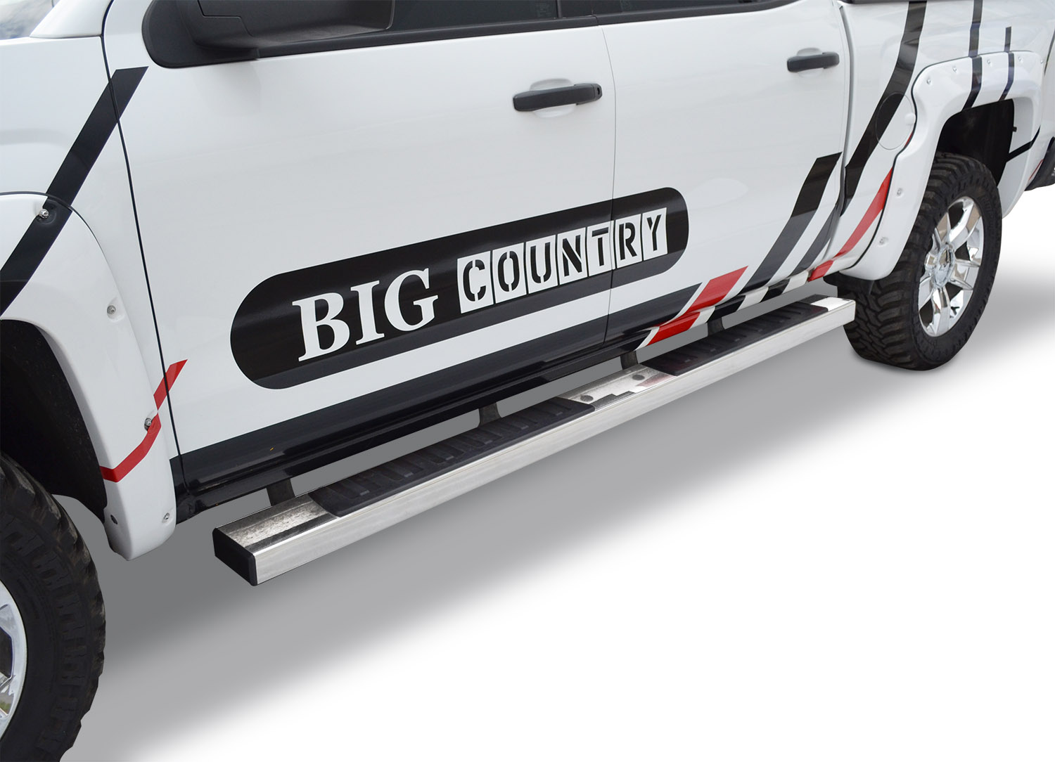 Big Country 3962301876 - Truck Accessories  - 6" WIDESIDER Platinum Side Bars With Mounting Bracket Kit - Polished Stainless Steel