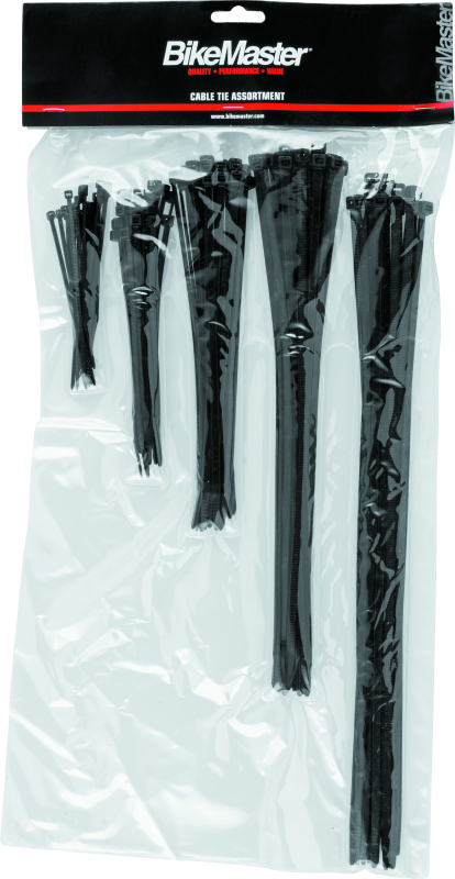 BikeMaster 151677 - Assorted Cable Ties (Pack of 100) - Black