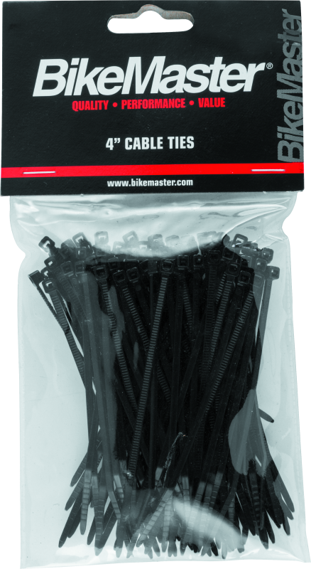 BikeMaster 151672 - 4in Cable Ties (Pack of 100) - Black