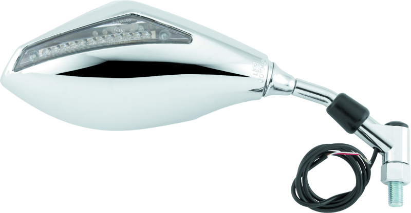 BikeMaster 600298 - Universal Mirror with Integrated Turn Signals 10mm - Pair - Chrome