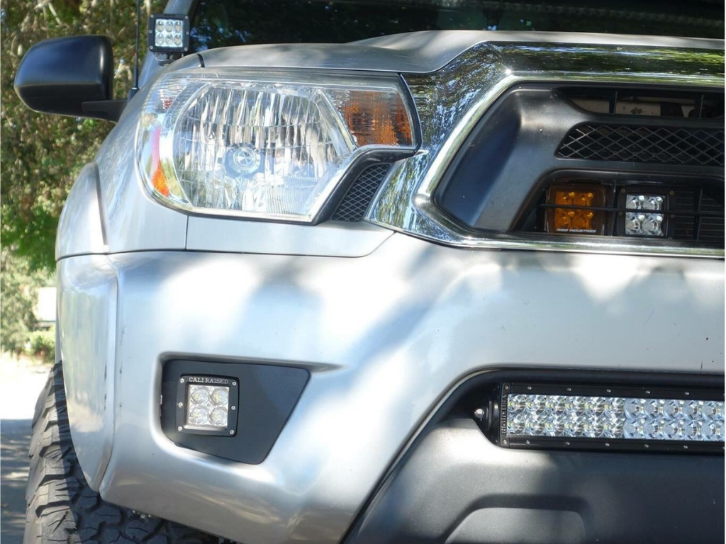 Cali Raised LED CR2458 - 12-15 Toyota Tacoma LED Fog Light Pod Replacements Brackets Kit 3X2 18W Amber Pods