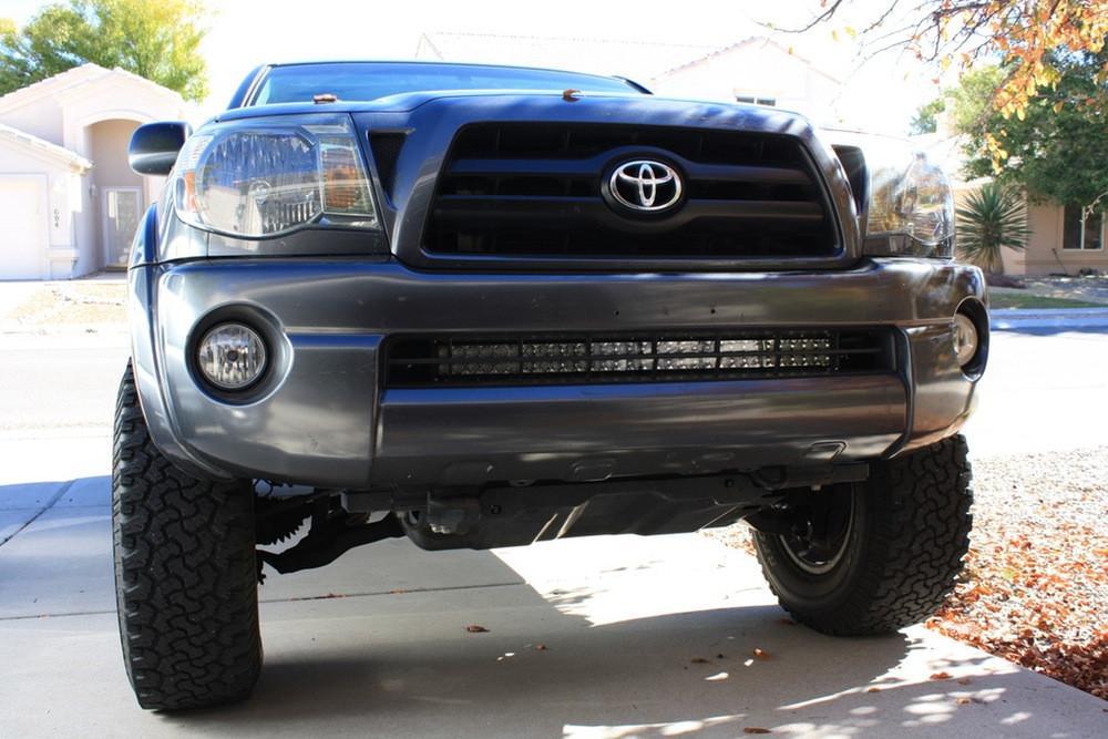 Cali Raised LED CR2467 - 05-15 Tacoma 32 Inch Lower Bumper Hidden LED Light Bar Brackets Kit 5D Optic 32 inch OSRAM LED Bar Spot Beam Bumper Light Bar Amber Backlight Tall