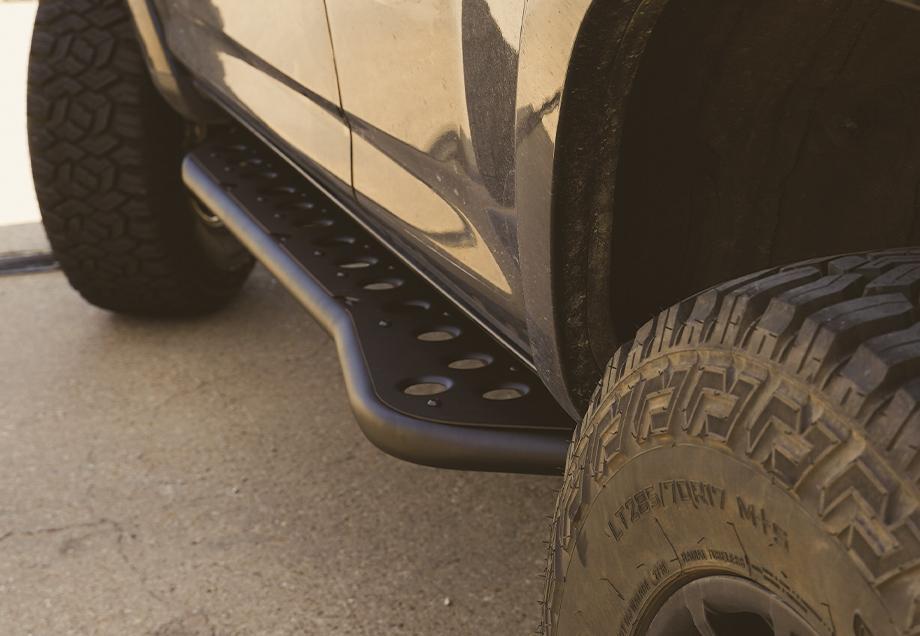 Cali Raised LED CR2738 - 03-09 4Runner Step Edition Bolt On Rock Sliders No Kick Out Bed Liner Filler Plate Powder Coat Cali Raised LED CR2738 - 03-09 4Runner Step Edition Bolt On Rock Sliders No Kick Out Bed Liner Filler Plate Powder Coat