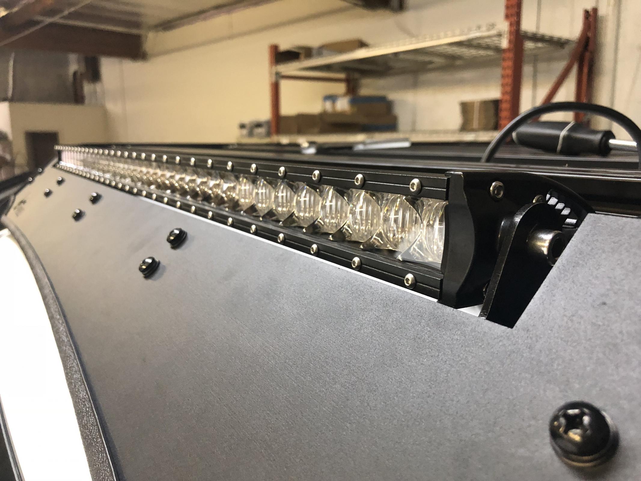 Cali Raised LED CR2668 - 40 Inch Cut Out Prinsu Roof Rack Slim LED Light Bar Bracket Kit 42 inch Slim LED Light Bar LED Light Bar Blue Backlight Tall