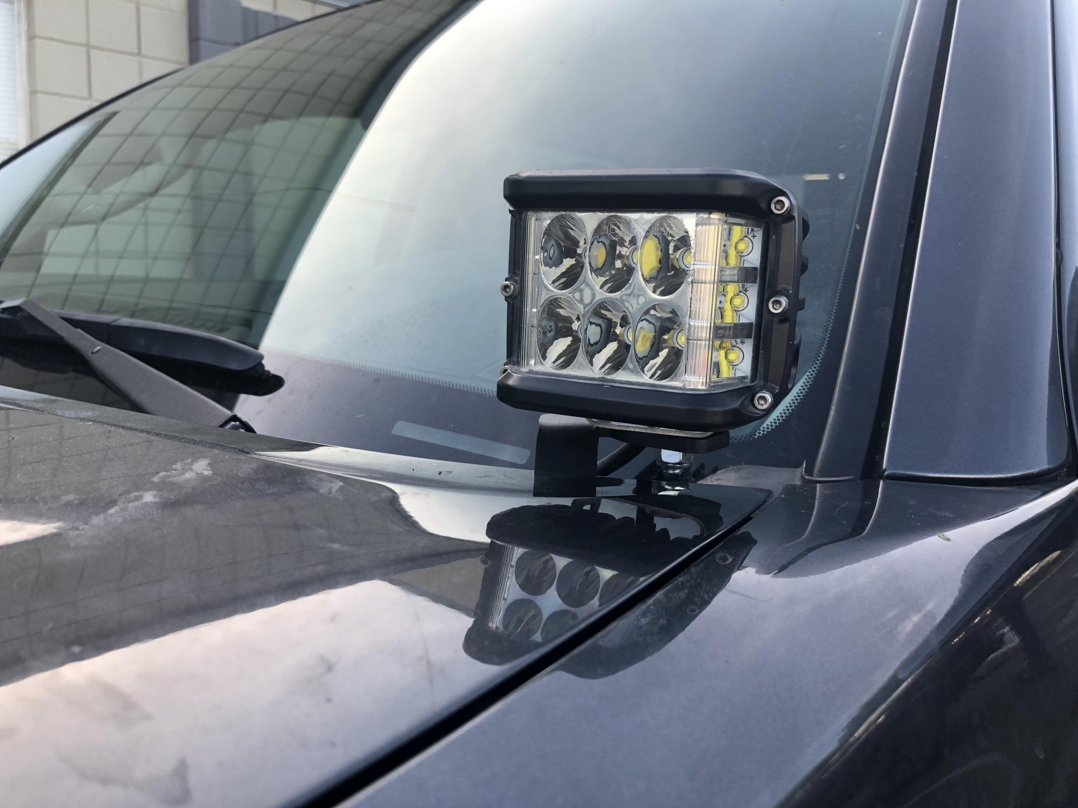 Cali Raised LED CR2862 - 05-15 Tacoma Low Profile LED Ditch Light Brackets Kit (2) 3X2 18W LED Pods Ditch Lights Switch Blue Backlight Small