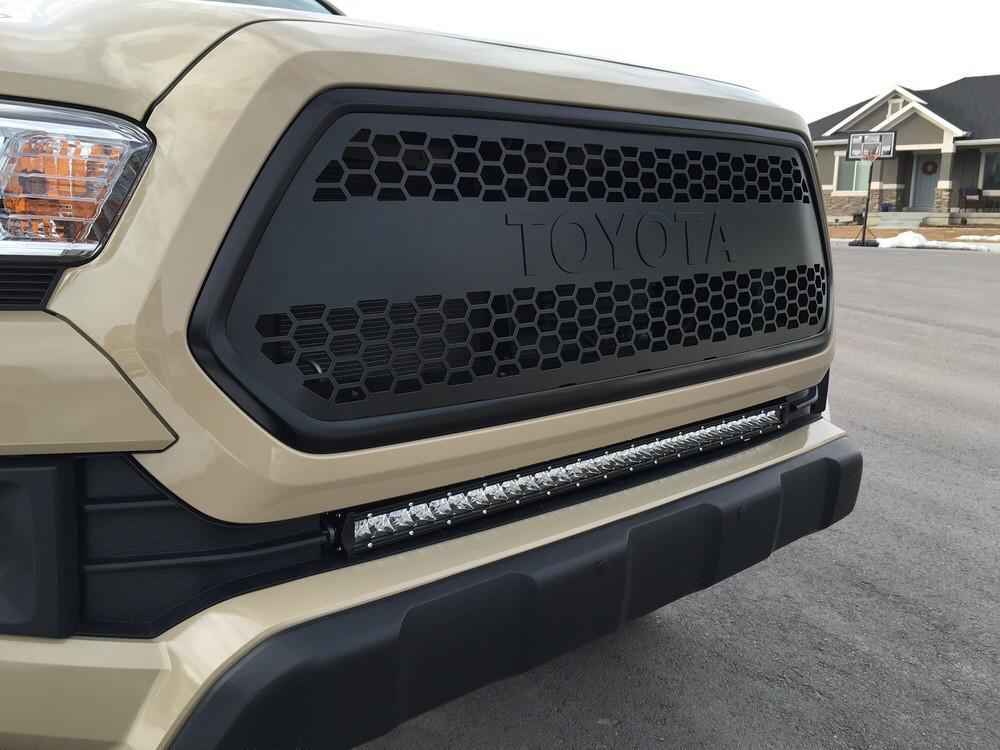 Cali Raised LED CR2847 - 16-21 Tacoma 32 Inch Lower Bumper Flush Slim Light Bar Kit 32 inch OSRAM LED Single Light Bar Bumper Light Bar Blue Backlight Small
